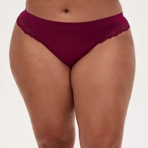Nwt torrid berry pink seamless flirt mid-rise lace thong panty size 5x